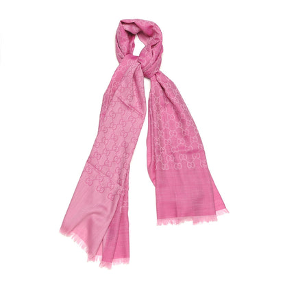 Gucci Wool Silk GG Monogram GGNat Scarf Roseate 1 of 5
