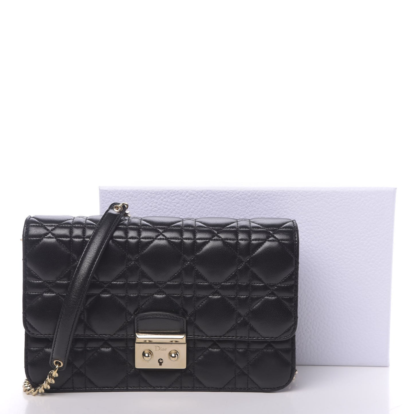 Lambskin Cannage Miss Dior Promenade Pouch Black