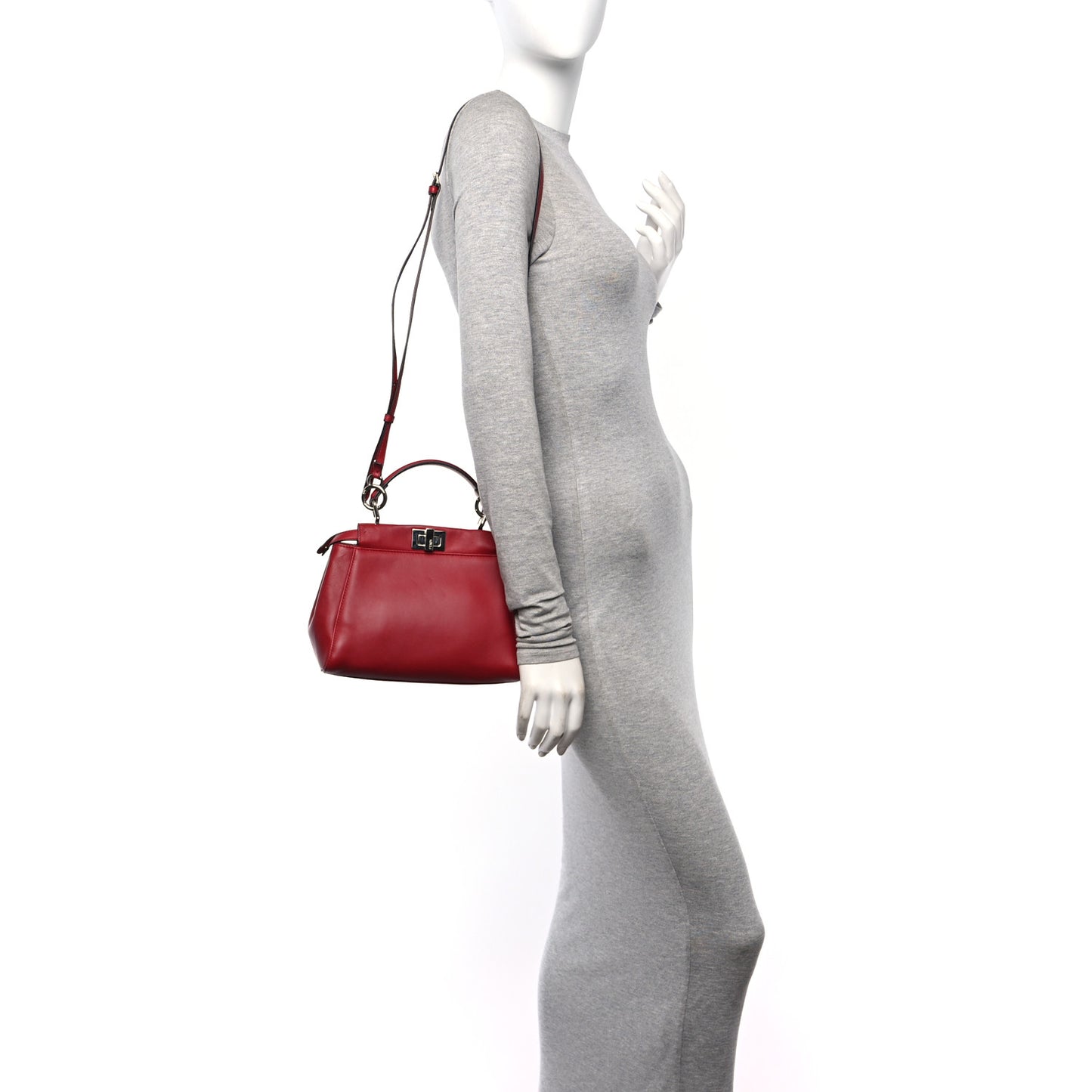 Nappa Elaphe Monster Eyes Mini Peekaboo Iconic Satchel Ruby Bois de Rose Natural