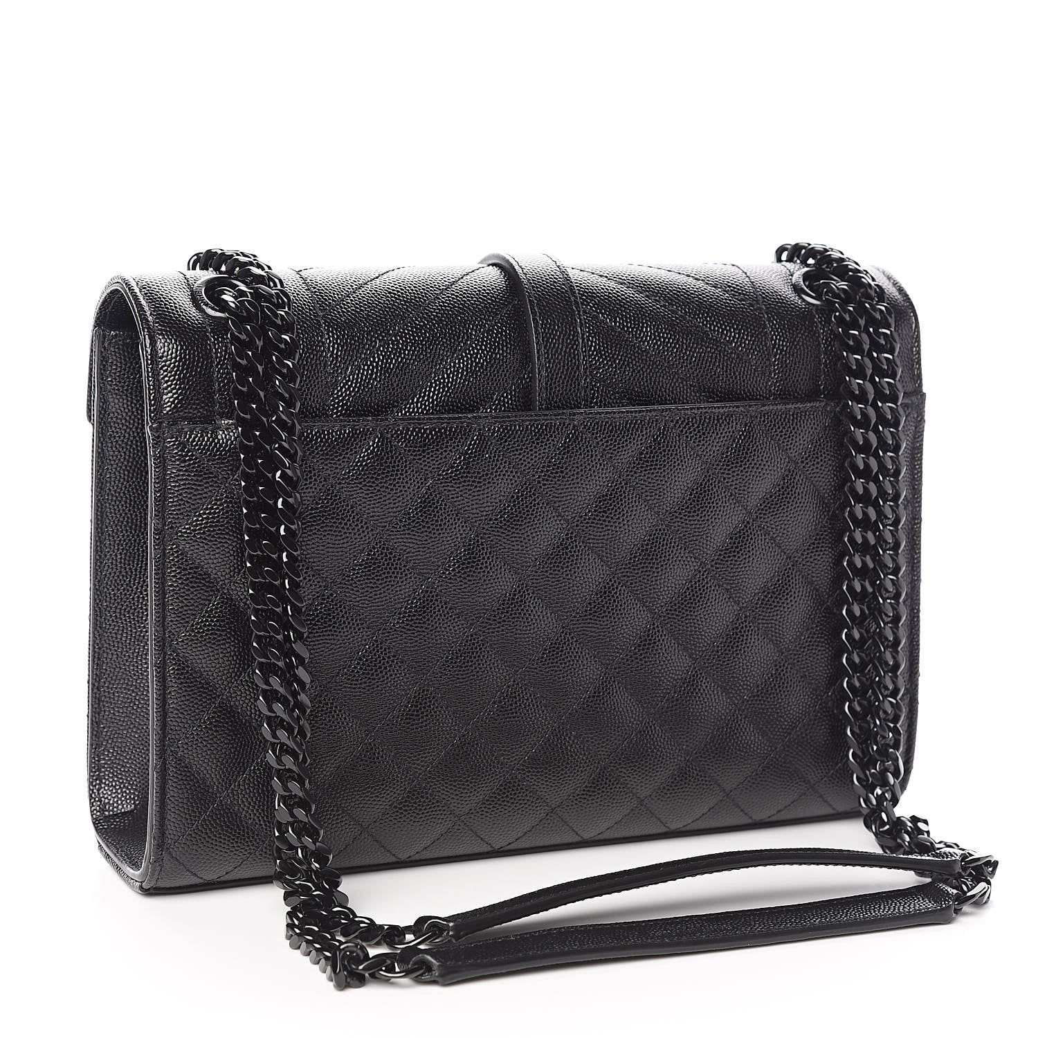Saint Laurent Grain De Poudre Textured Mixed Matelasse Triquilt Medium Monogram Satchel Black 3 of 9
