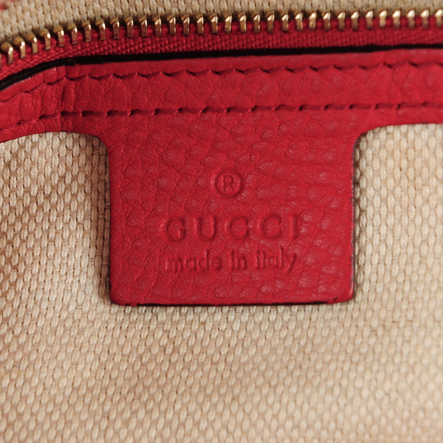 Gucci Pebbled Calfskin Medium Soho Chain Shoulder Bag Red 6 of 7