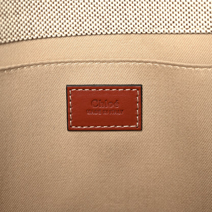 Chloe Cotton Calfskin Large Woody Ribbon Tote White Brown 6 of 12