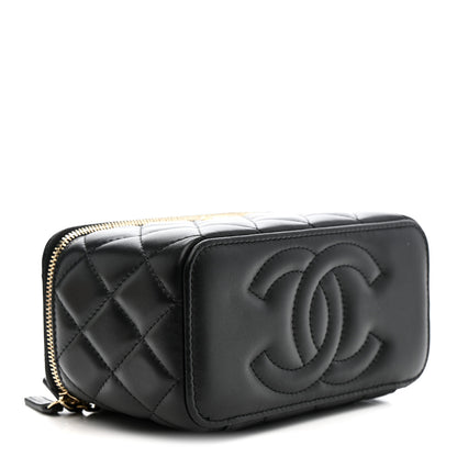 Chanel Lambskin Quilted Pearl Crush Small Vanity Case With Chain Black 4 of 13