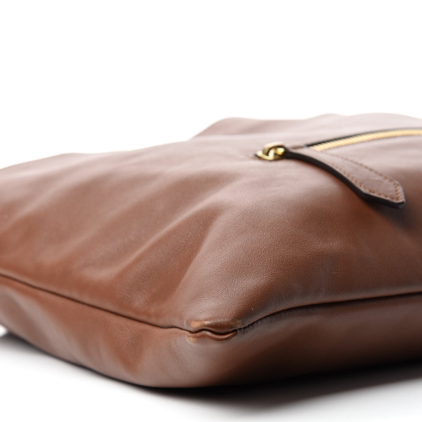 Soft Calfskin House Check Big Crush Tote Brown Ochre