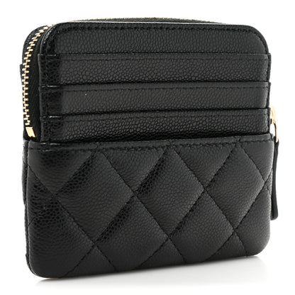 Chanel Caviar Quilted Zip Card Holder Wallet Black 3 of 11