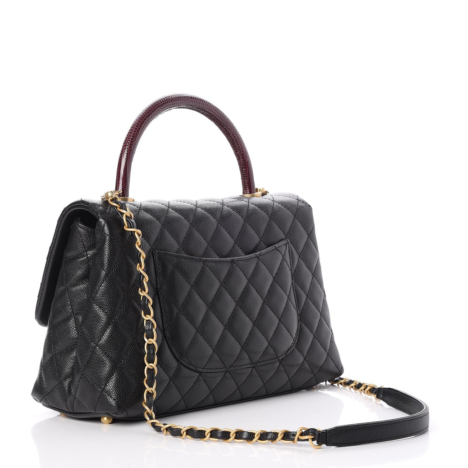 Chanel Caviar Lizard Quilted Small Coco Handle Flap Black 3 of 8