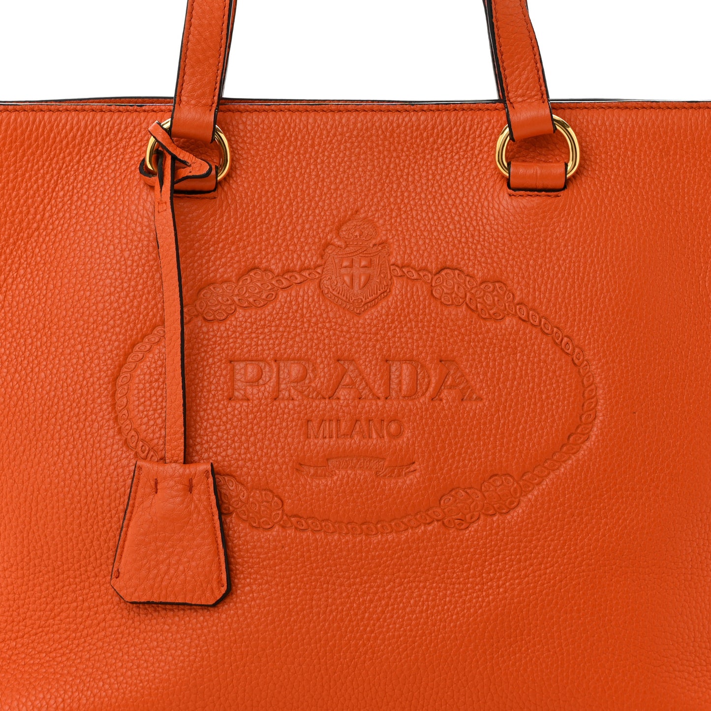 Vitello Phenix Embossed Logo Tote Papaya