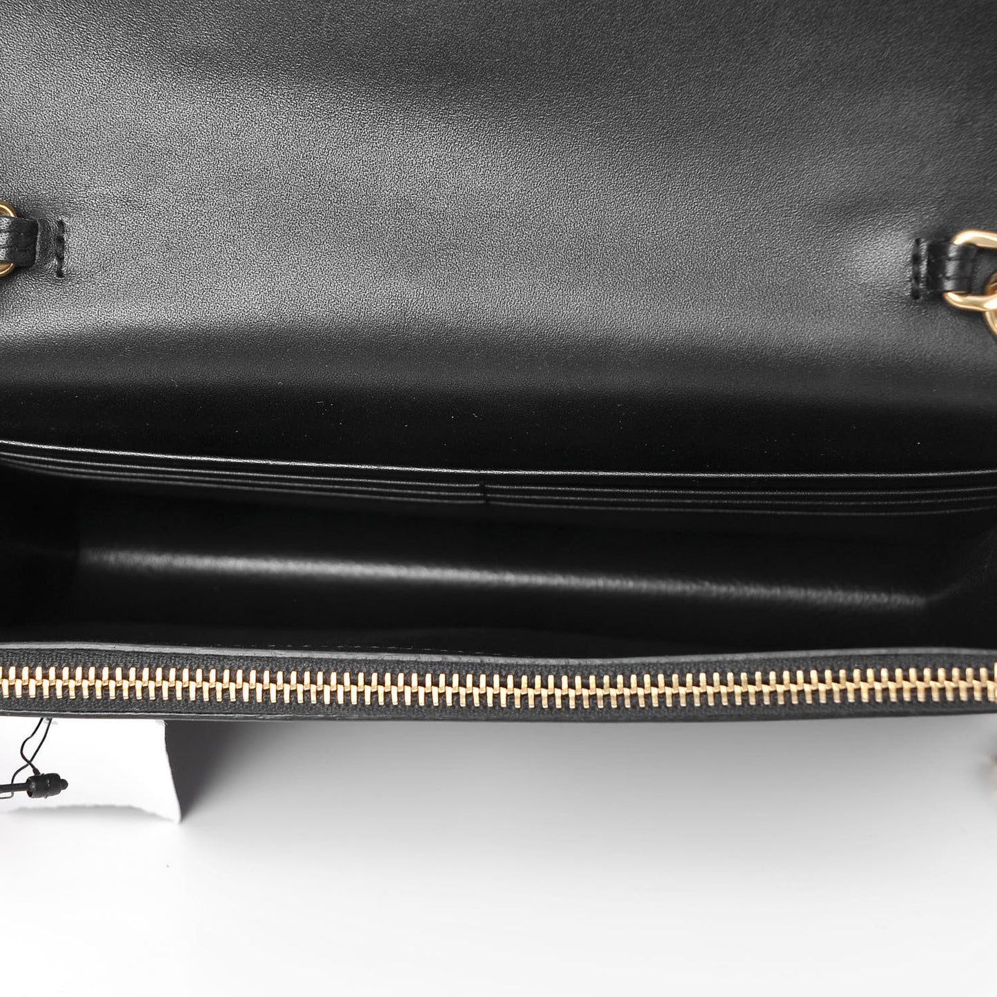 Smooth Calfskin Classic Monogram Kate Tassel Chain Wallet Black