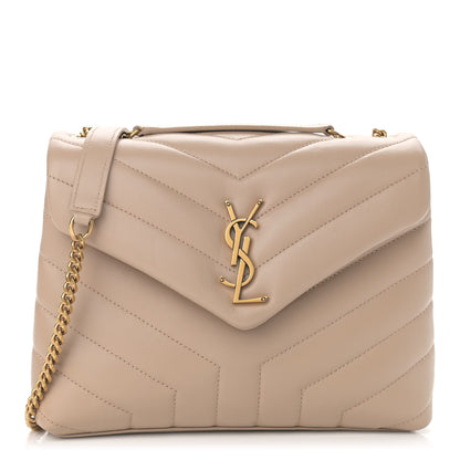 Saint Laurent Calfskin Y Quilted Monogram Small Loulou Chain Satchel Dark Beige 1 of 11