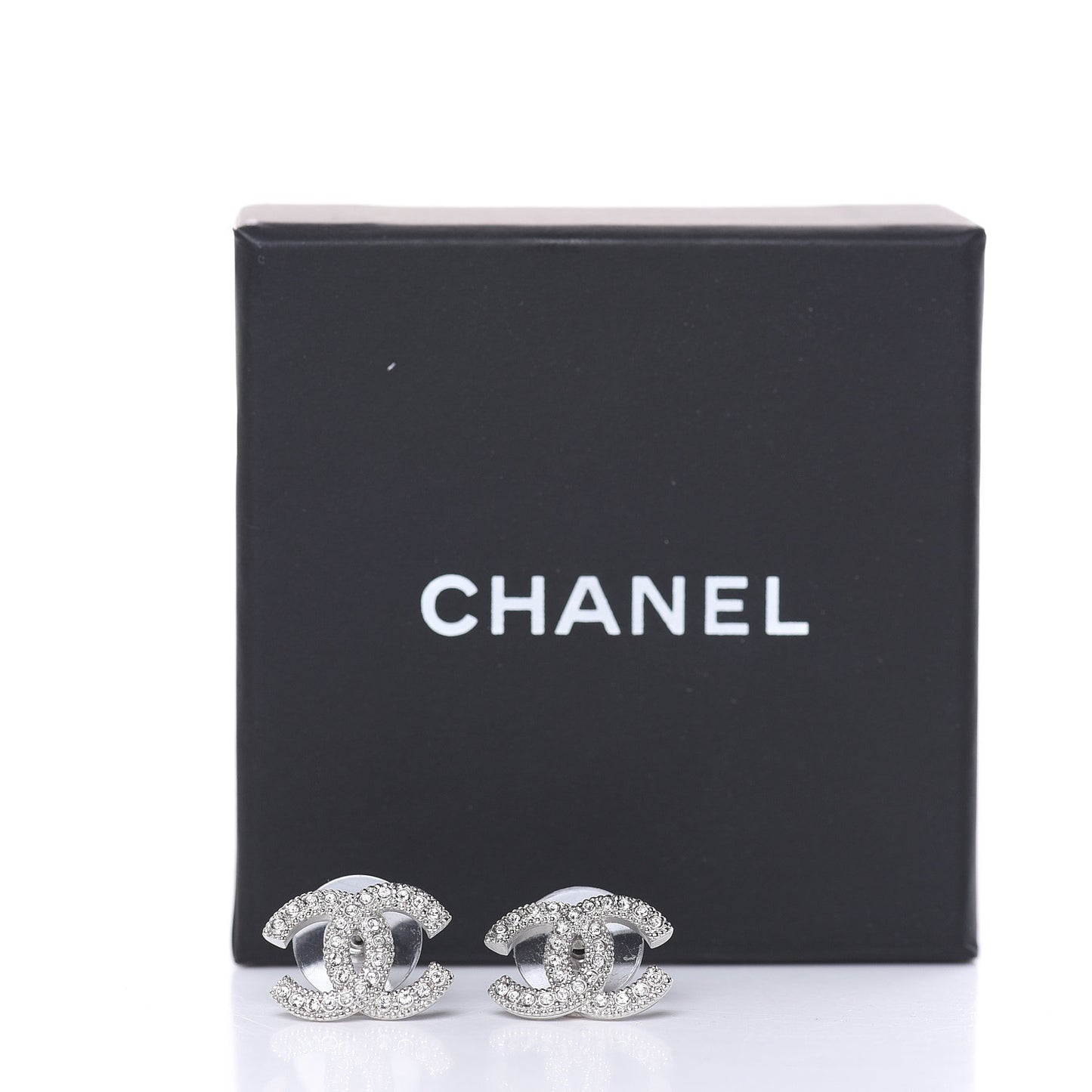 Crystal CC Coco Flapper Earrings Silver