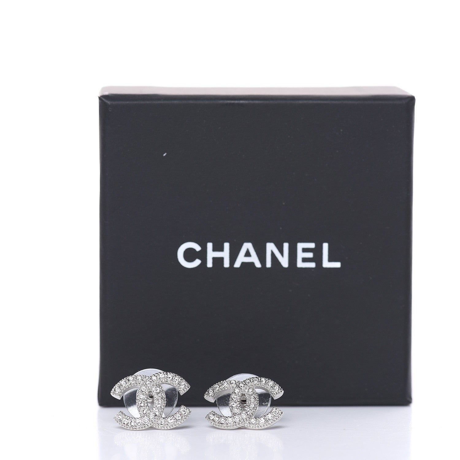 Chanel Crystal CC Coco Flapper Earrings Silver 5 of 5