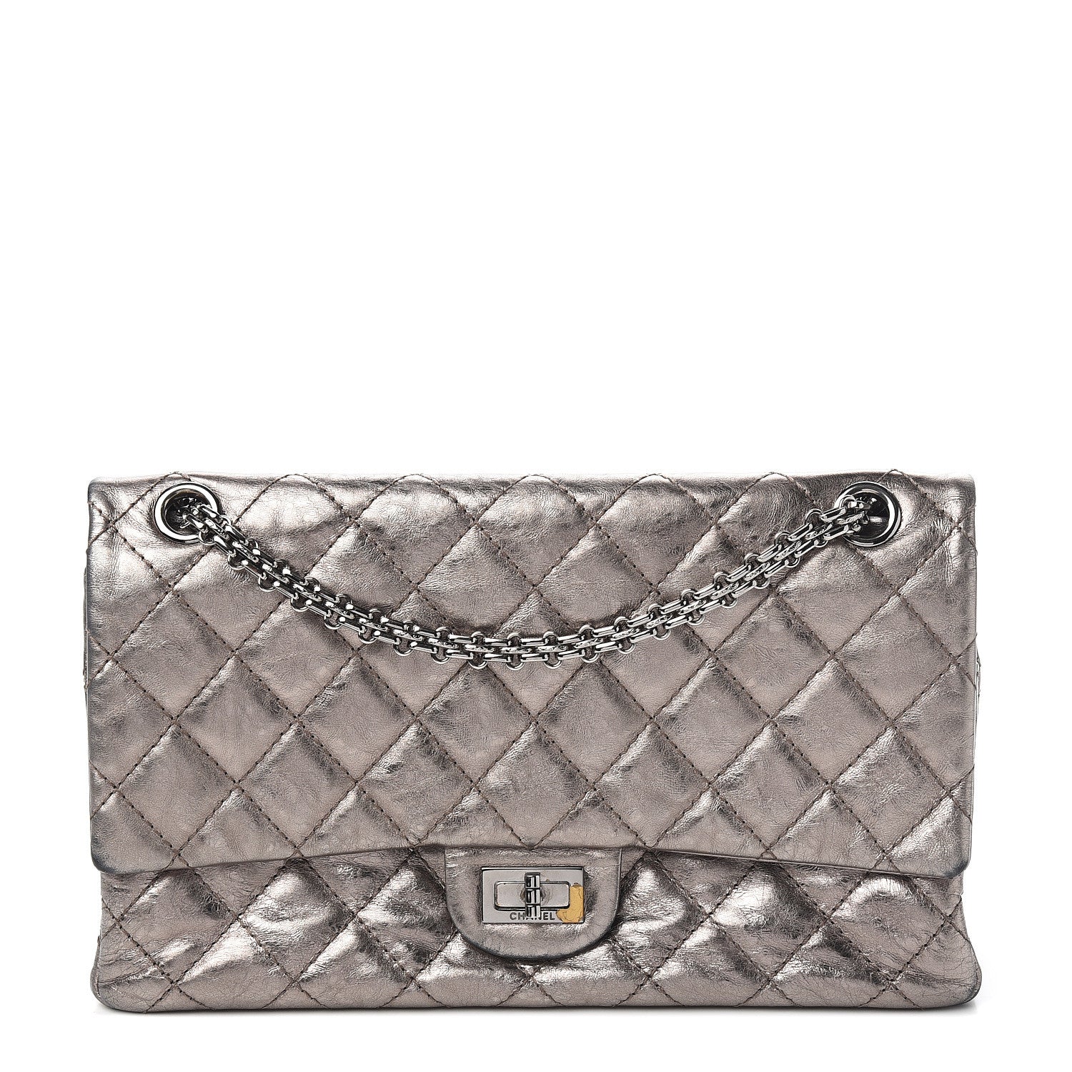 Chanel Metallic Aged Calfskin Quilted 2.55 Reissue 226 Flap Dark Silver 1 of 11