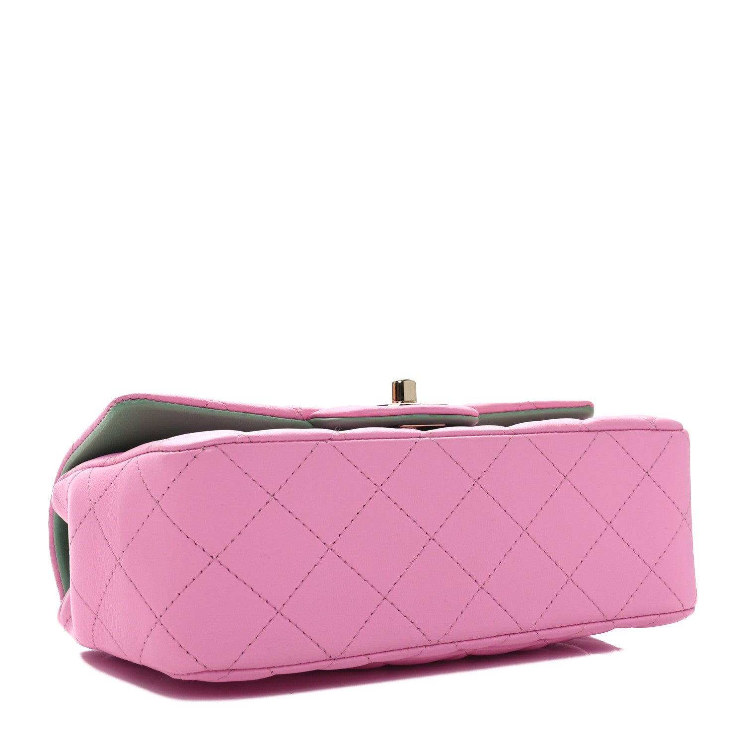 Chanel Lambskin Quilted Bi-Color Mini Top Handle Rectangular Flap Light Lilac Light Green 4 of 11