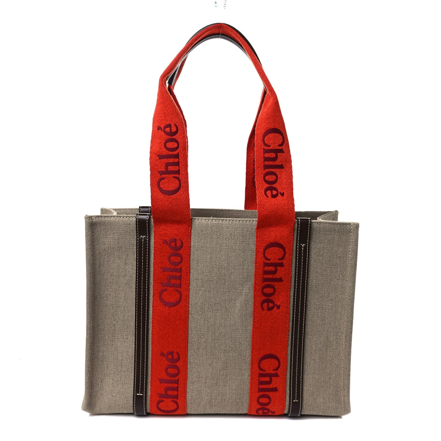 Cotton Calfskin Medium Woody Ribbon Tote Orange