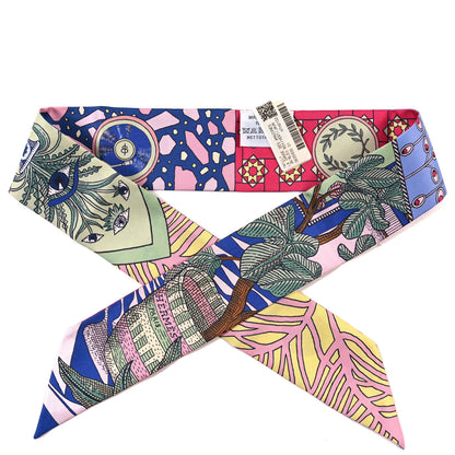 Hermes Silk La Danse Des Amazones Twilly Bleu Roy Vert Jaune 1 of 3