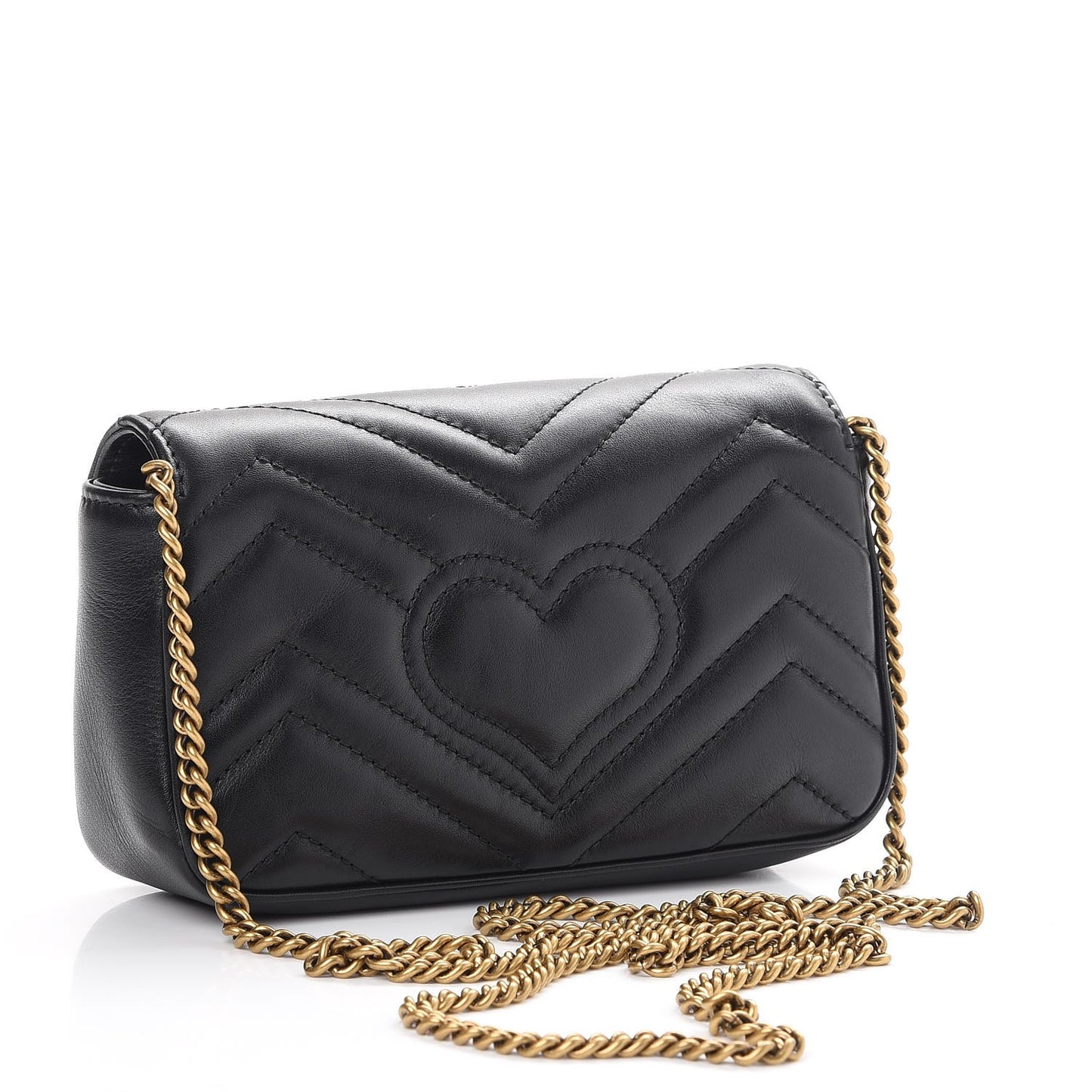 Calfskin Matelasse Super Mini GG Marmont Shoulder Bag Black