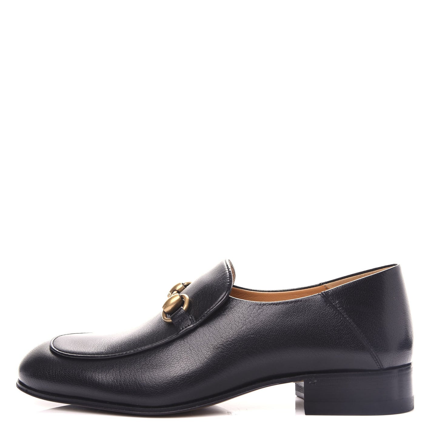 Goatskin Womens Horsebit Mid-Heel Loafers 36 Black