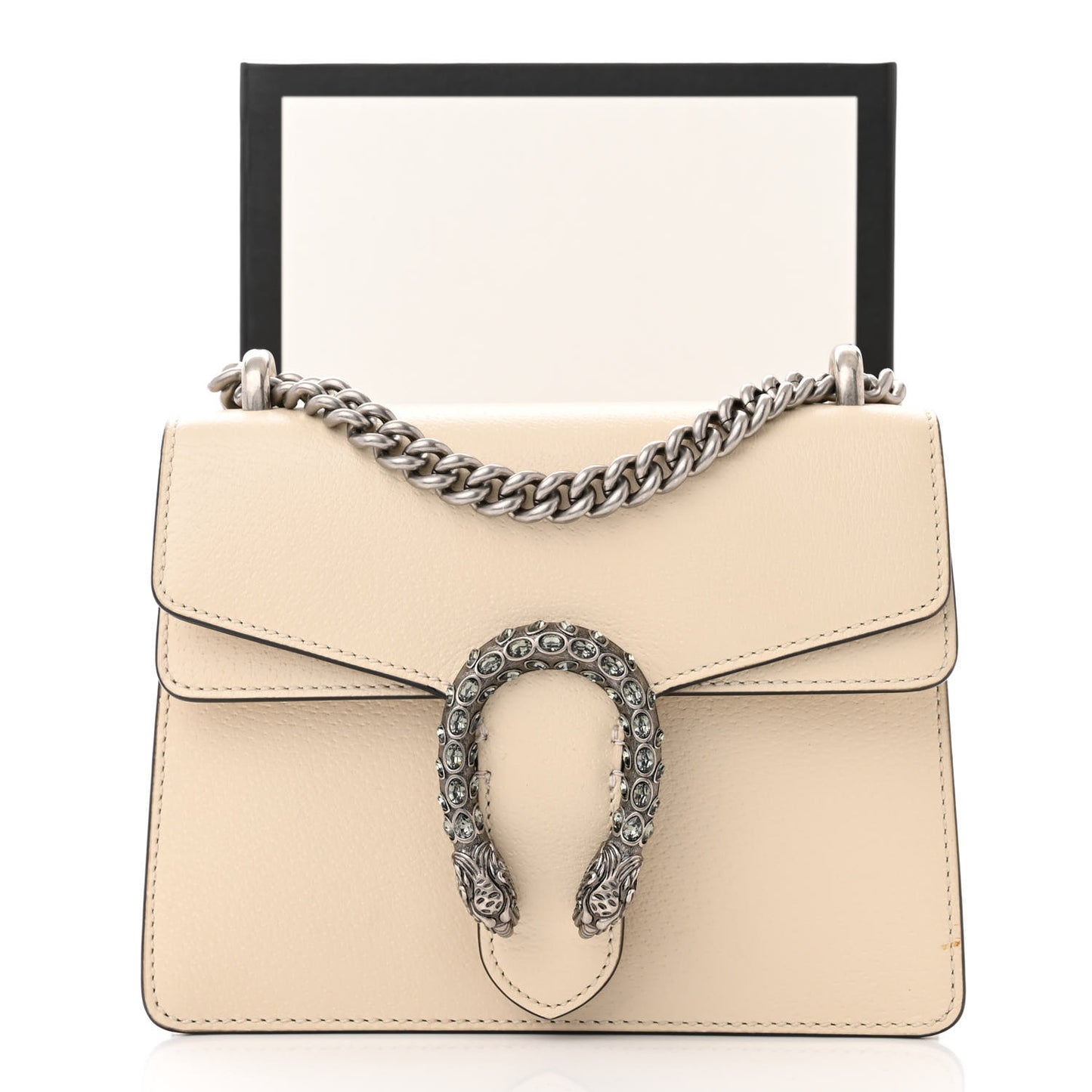 Textured Calfskin Crystal Mini Dionysus Shoulder Bag Mystic White