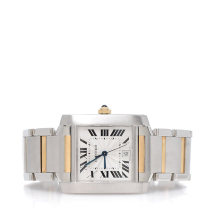 Cartier Stainless Steel 18K Yellow Gold 28mm Tank Francaise Automatic Watch 3 of 8