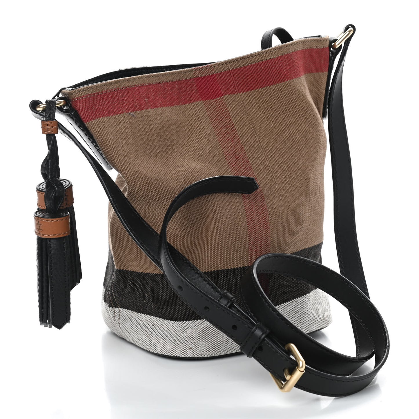 Canvas Mega Check Mini Ashby Tassel Crossbody Black