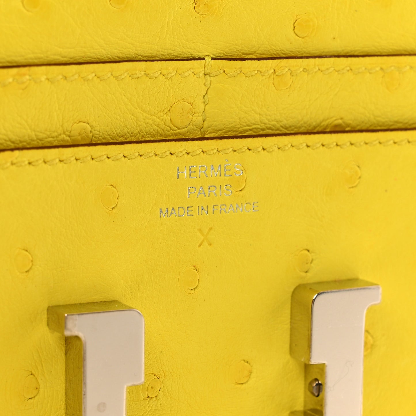Ostrich Constance Short Wallet Jaune Citron