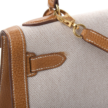 Hermes Peau Porc Toile Kelly Sellier 32 Gold 13 of 15