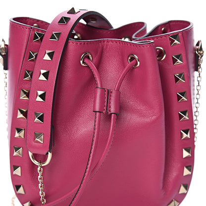 Valentino Garavani Vitello Mini Rockstud Chain Strap Bucket Bag Deep Cyclamin 9 of 9