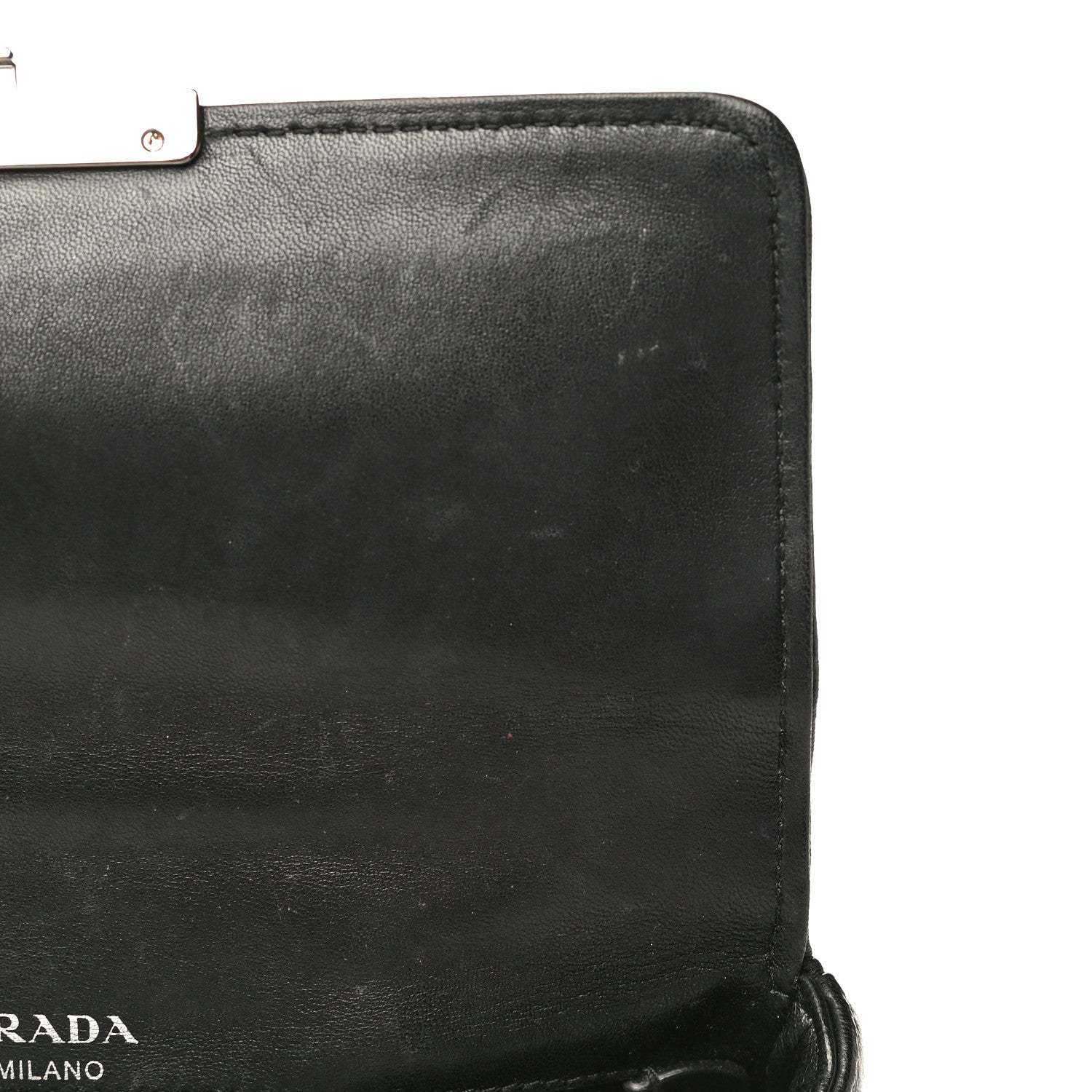 Prada Nappa Gaufre Small Sound Chain Flap Shoulder Bag Black 12 of 14