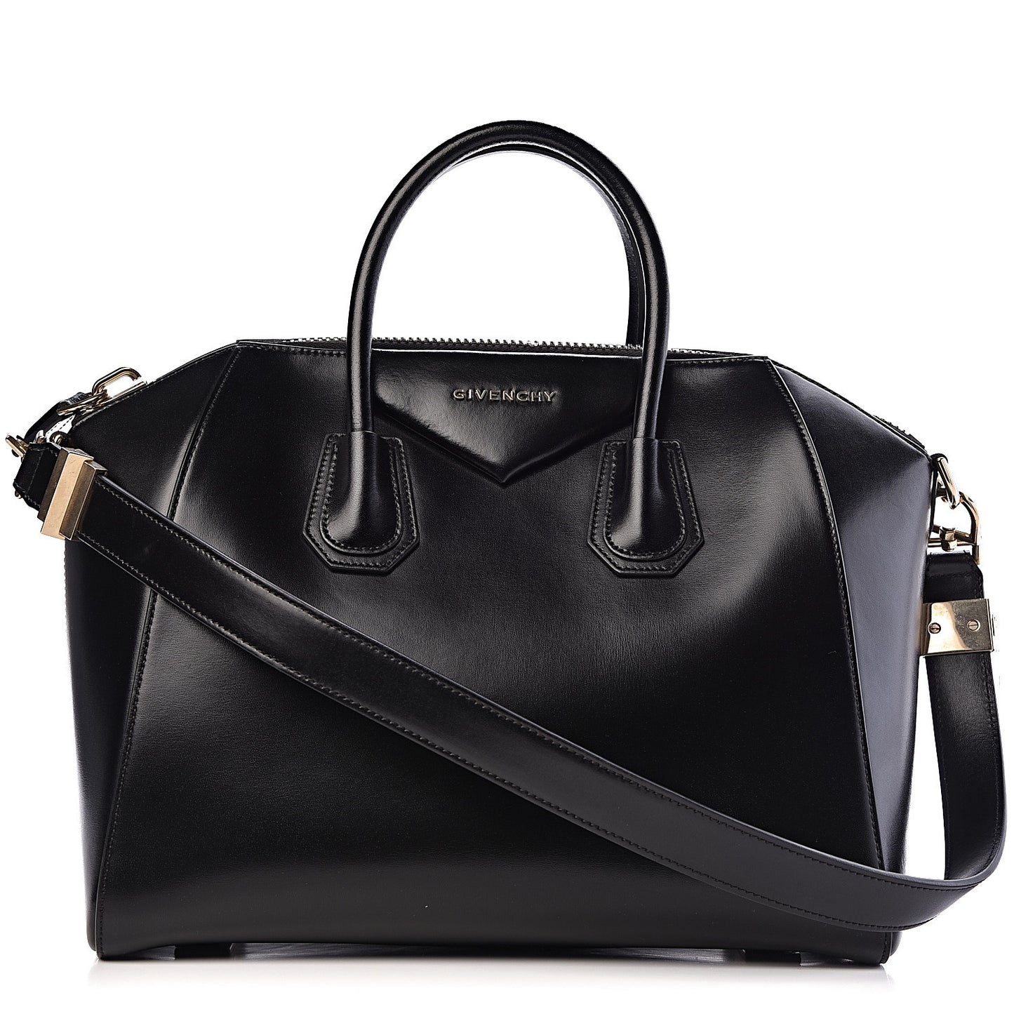 Shiny Lord Calfskin Medium Antigona Black