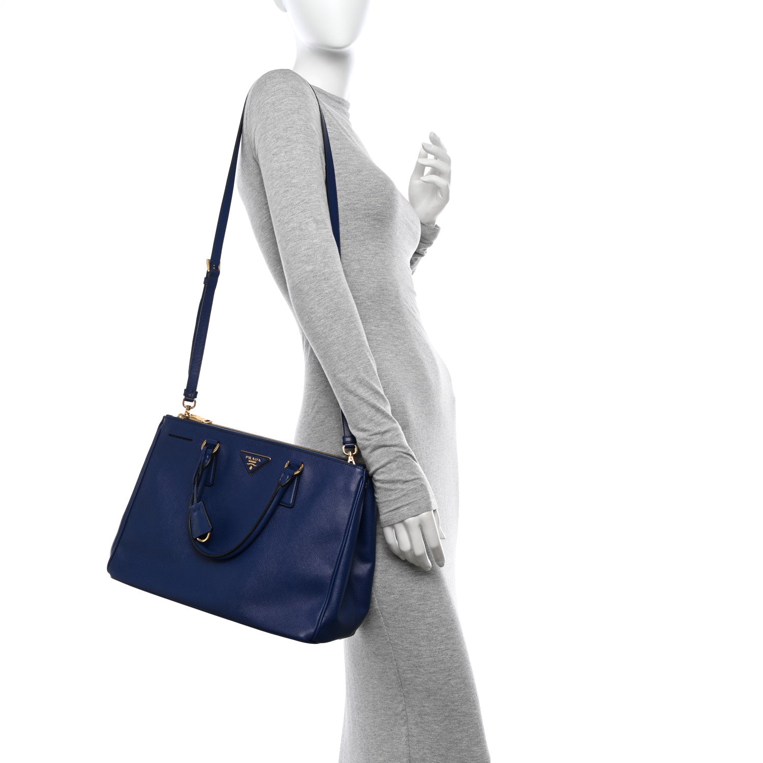 Prada Saffiano Medium Galleria Double Zip Tote Bluette 2 of 15