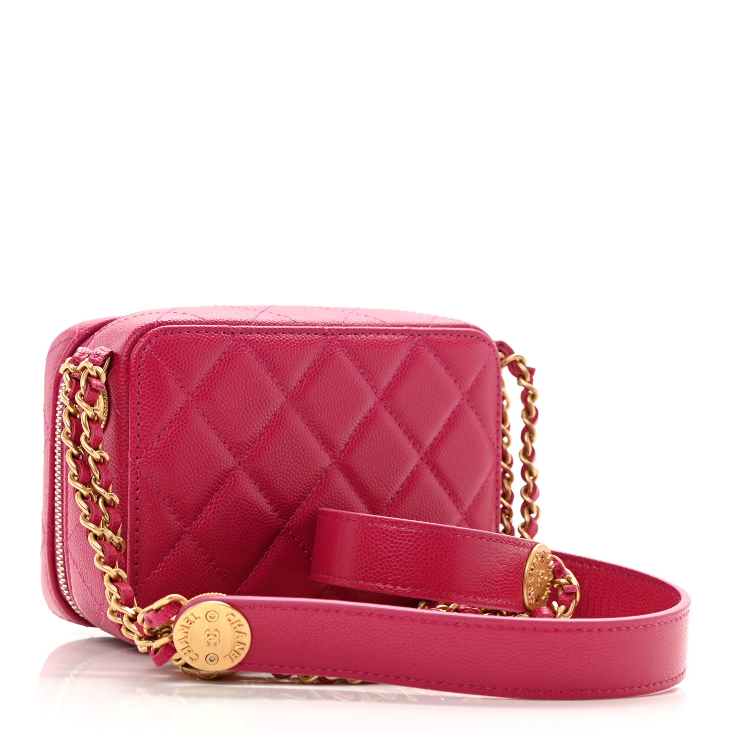 Chanel Caviar Quilted Twist Your Buttons Clutch With Chain Fuchsia 3 of 11