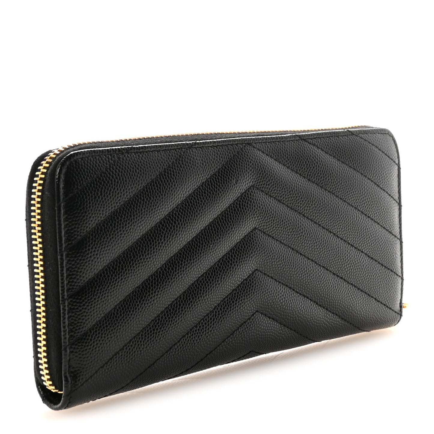Grain De Poudre Matelasse Chevron Monogram Zip Around Wallet Black