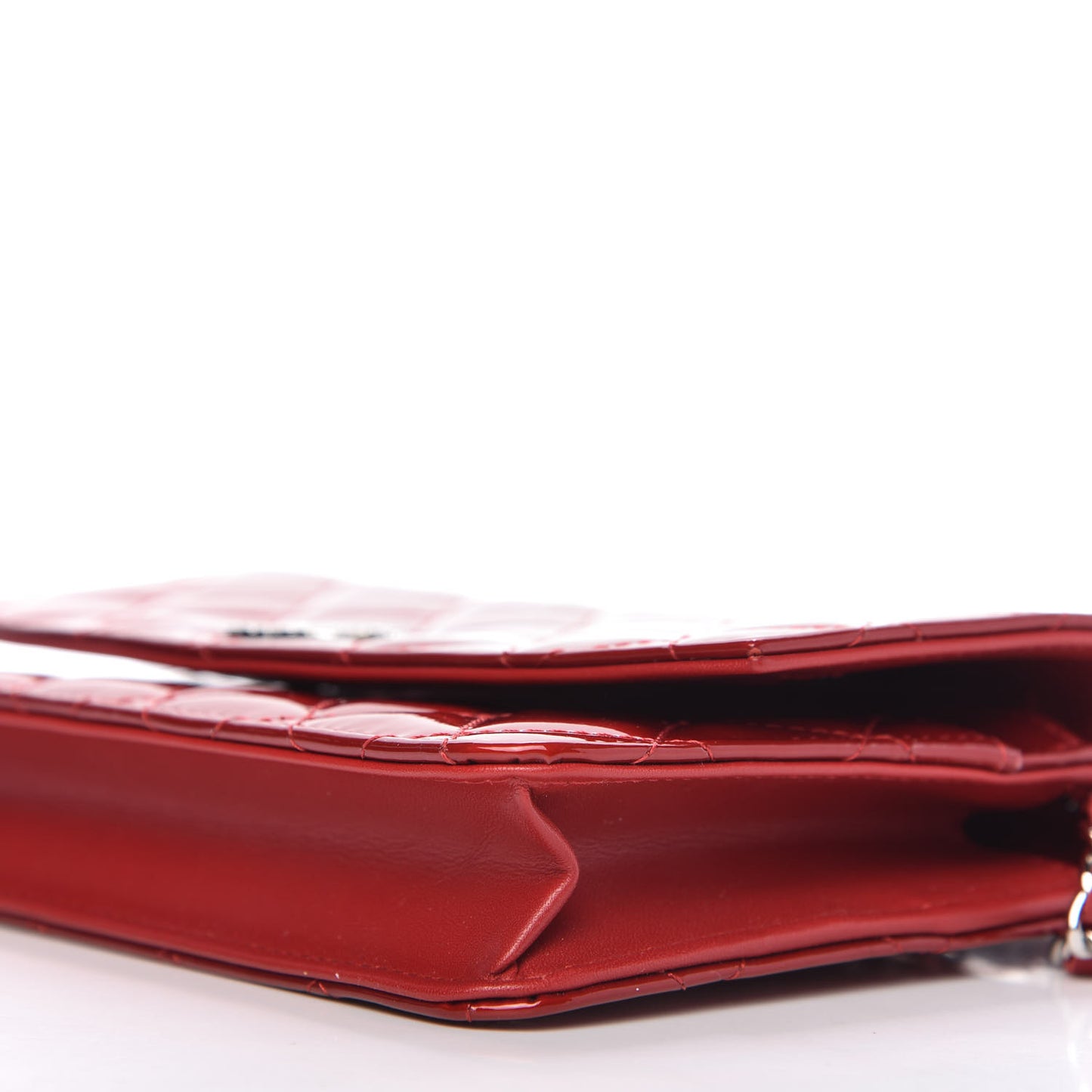 Patent Quilted Brilliant Wallet On Chain WOC Red