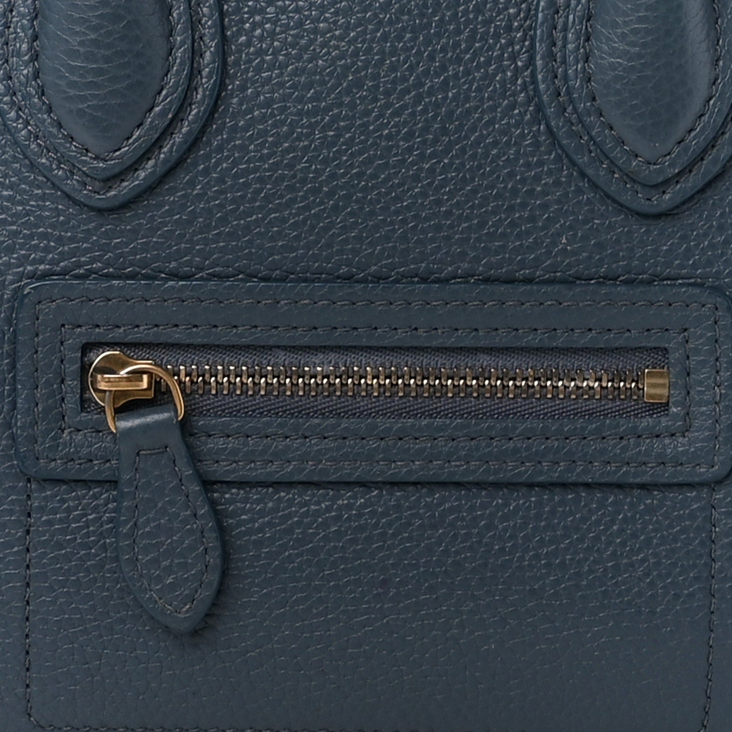 Celine Drummed Calfskin Nano Luggage Petrol 10 of 14