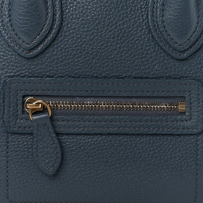 Celine Drummed Calfskin Nano Luggage Petrol 10 of 14