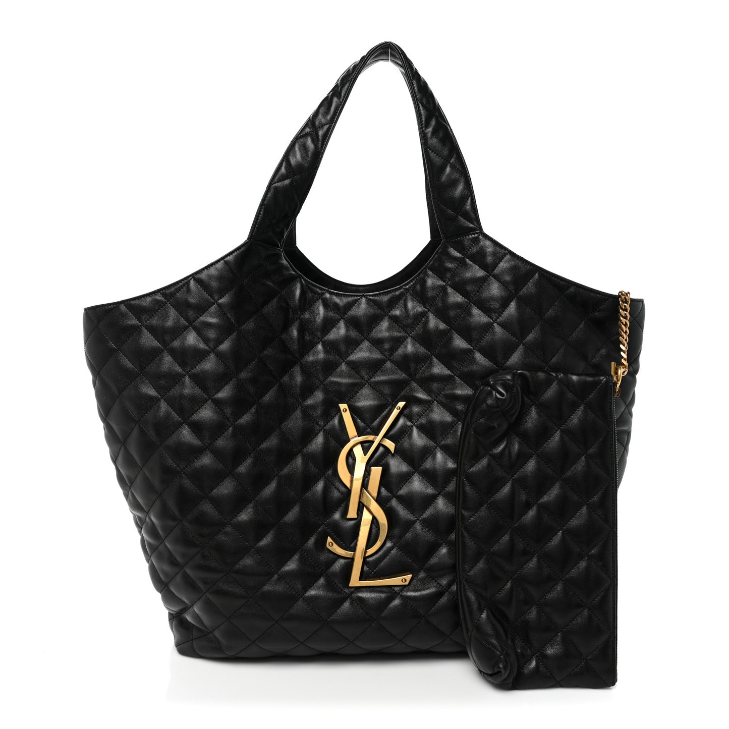 Lambskin Quilted Maxi Icare Shopping Tote Black