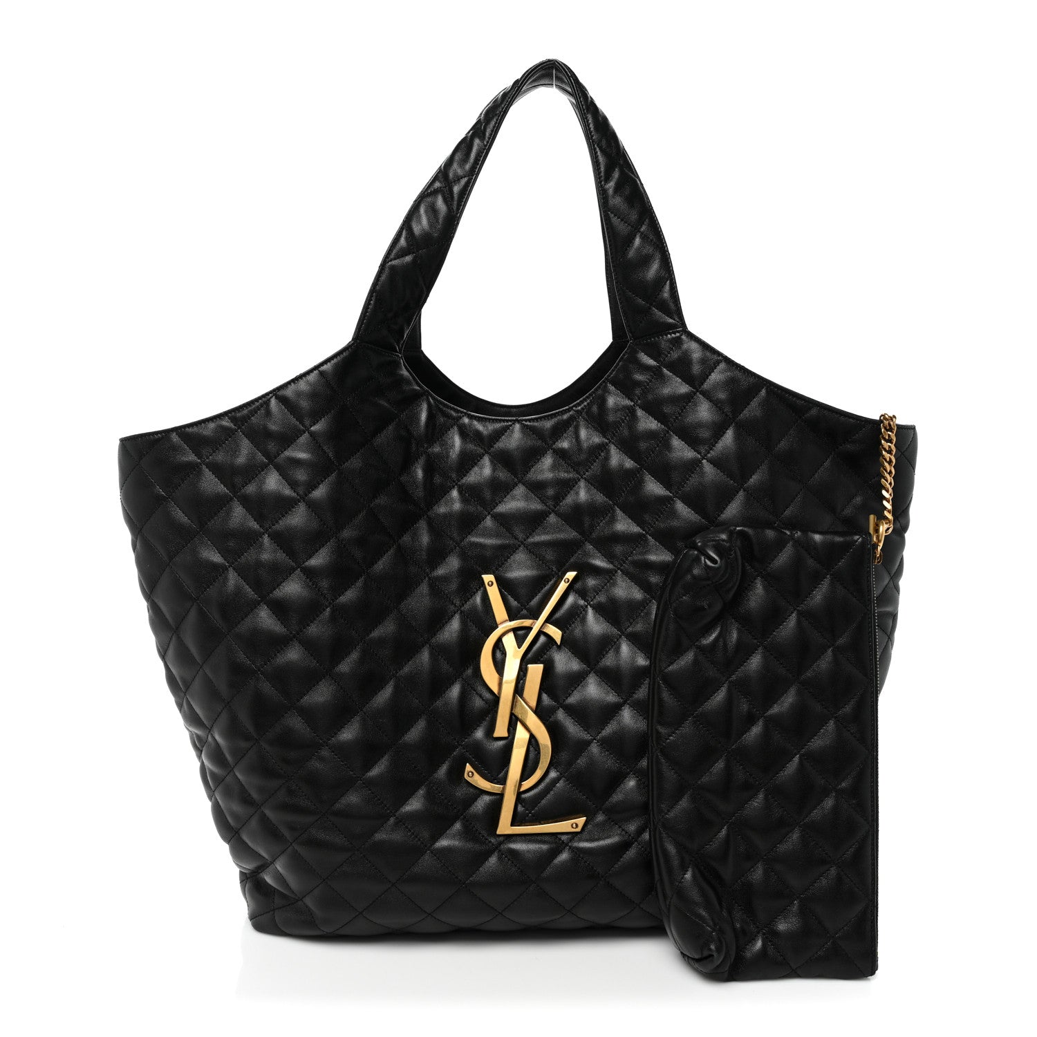 Saint Laurent Lambskin Quilted Maxi Icare Shopping Tote Black 3 of 17
