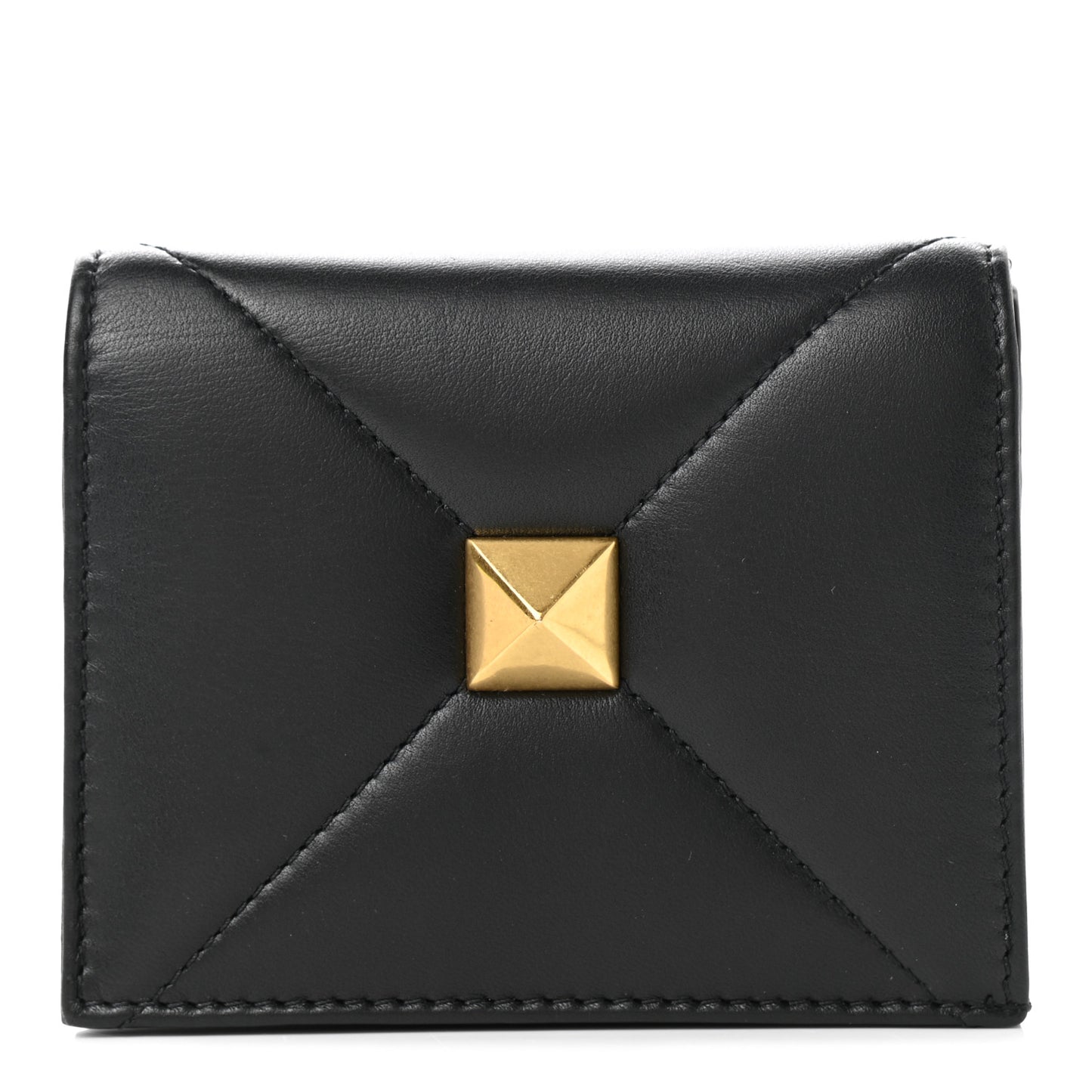 Nappa Roman Stud Small Flap Wallet Black