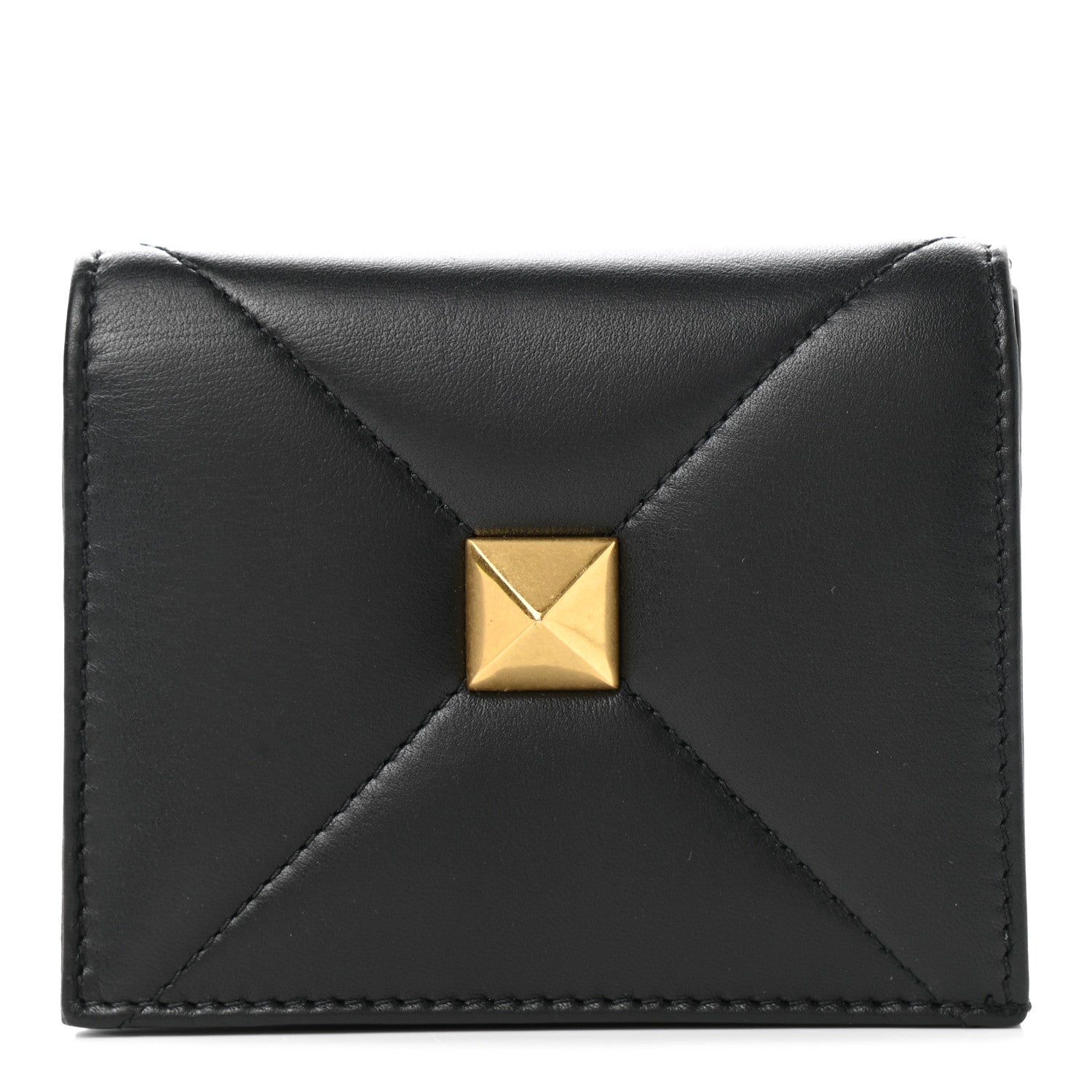 Valentino Garavani Nappa Roman Stud Small Flap Wallet Black 1 of 8