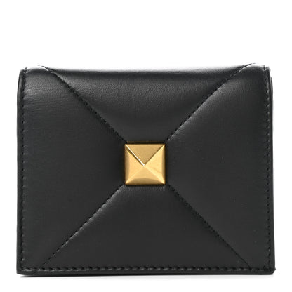 Valentino Garavani Nappa Roman Stud Small Flap Wallet Black 1 of 8