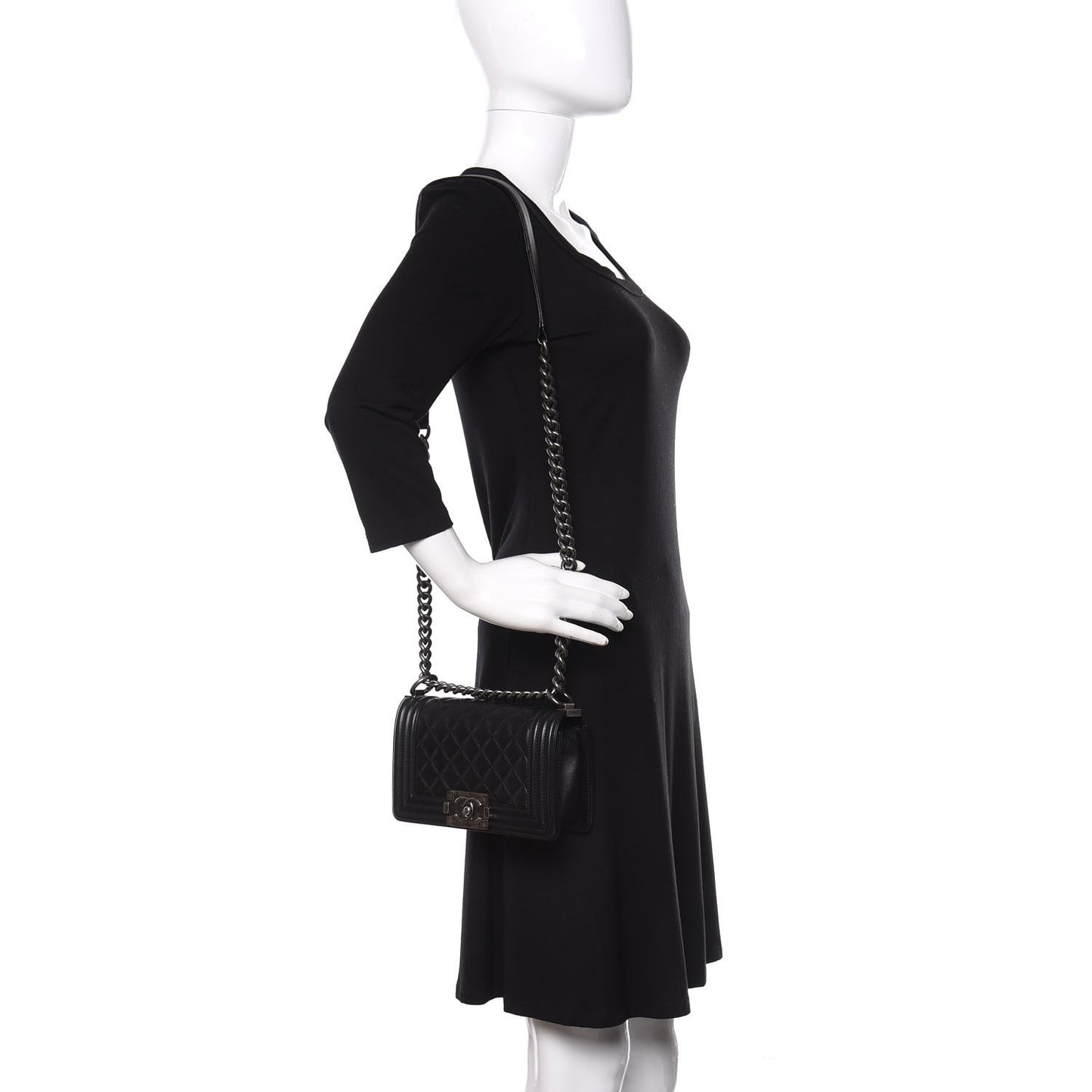Lambskin Quilted Small Boy Flap Black