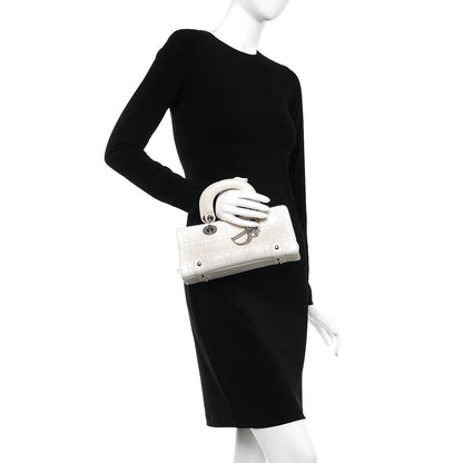 Christian Dior Calfskin Cannage Stitched Small Lady East West Lady Dior White 2 of 12