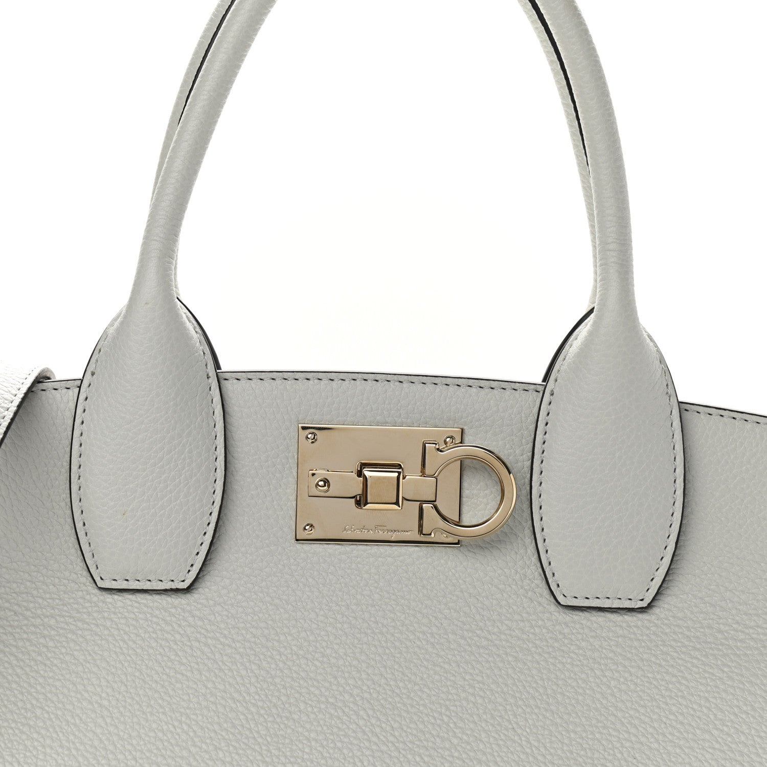 Salvatore Ferragamo Hammered Calfskin Medium Studio Bag Grey 7 of 9