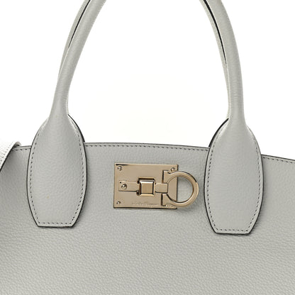 Salvatore Ferragamo Hammered Calfskin Medium Studio Bag Grey 7 of 9