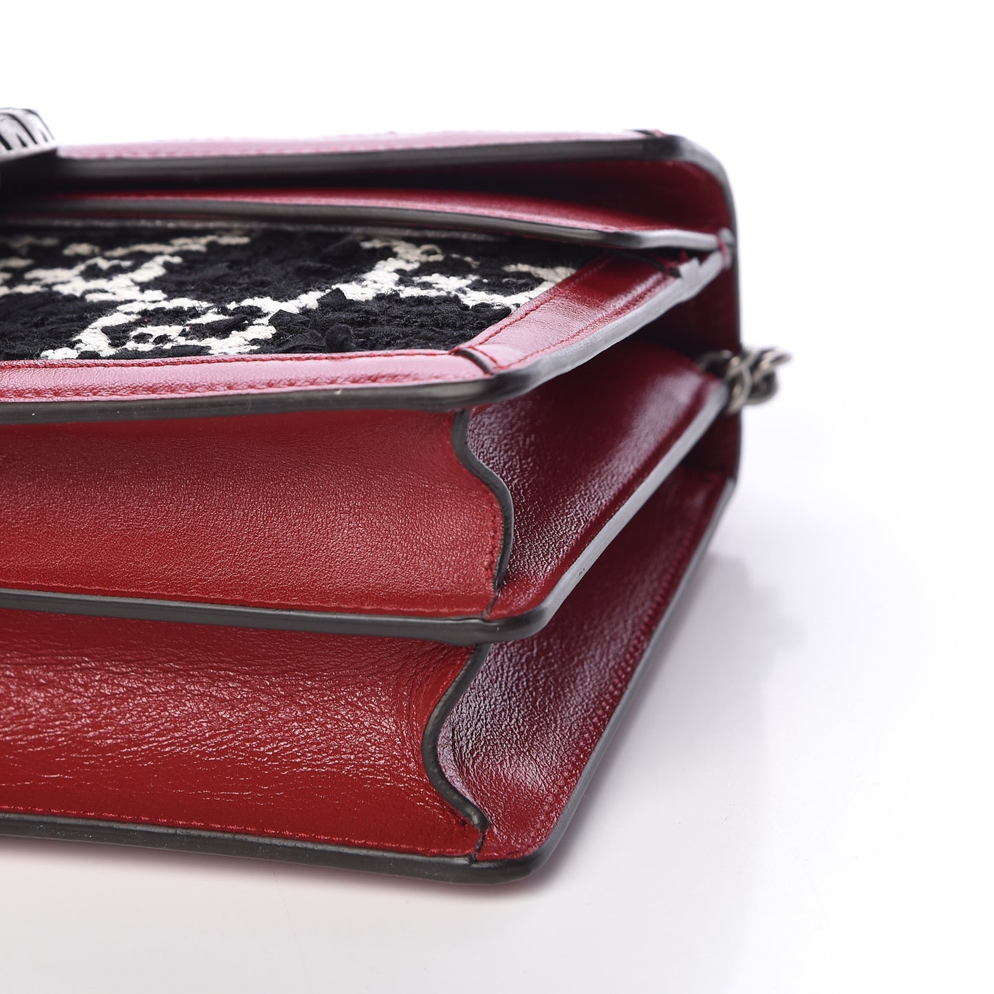 Tweed GG Monogram Small Dionysus Shoulder Bag Black White Romantic Cherry
