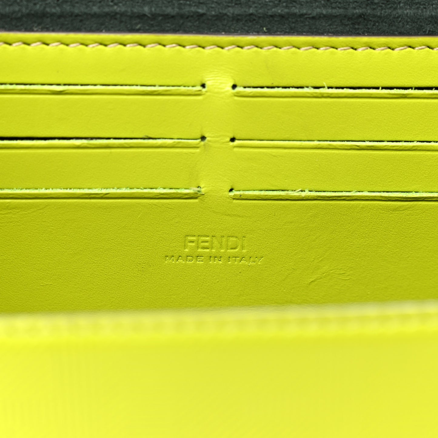 Vitello King FF Lines Embossed Baguette Soft Trunk Wasabi