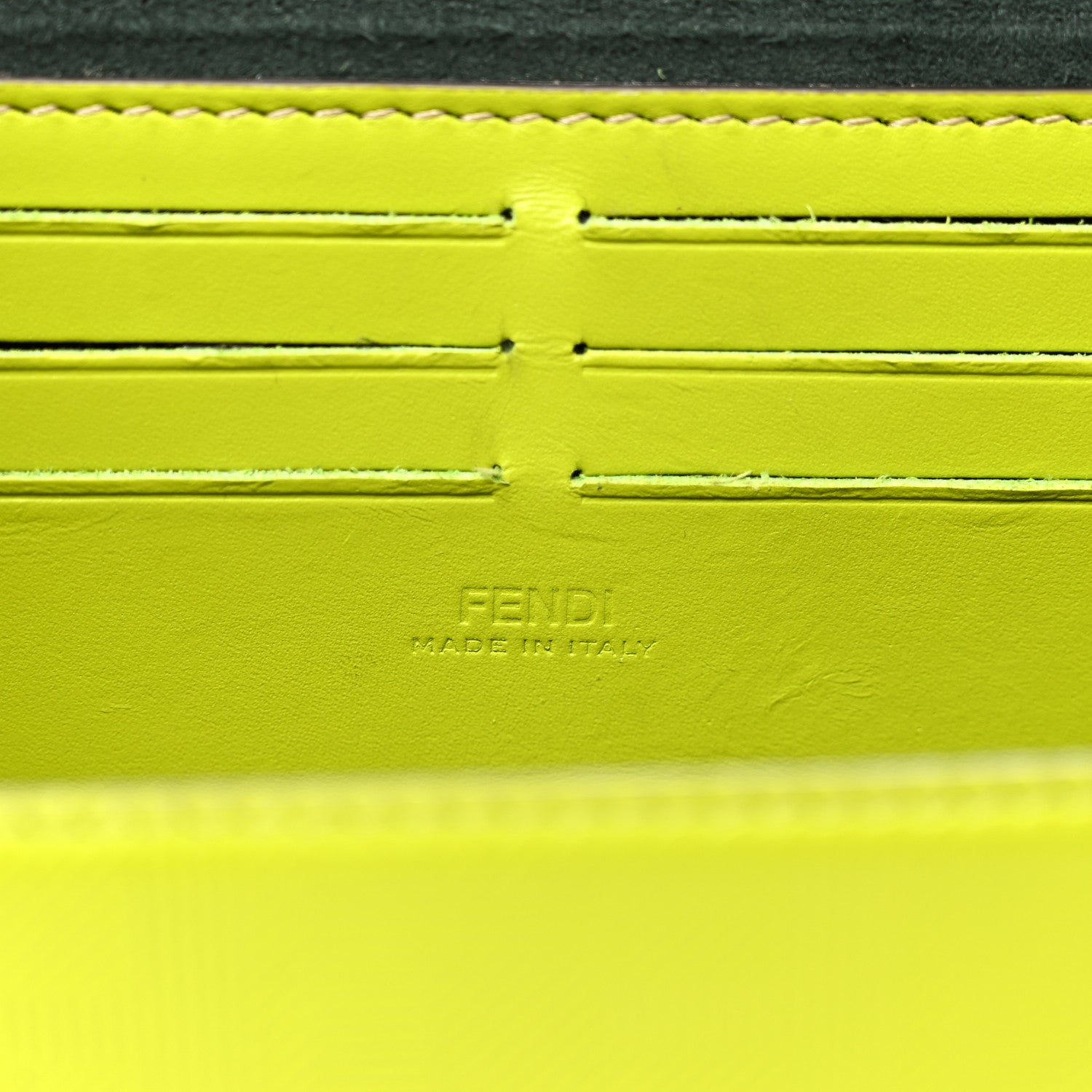 Fendi Vitello King FF Lines Embossed Baguette Soft Trunk Wasabi 6 of 9