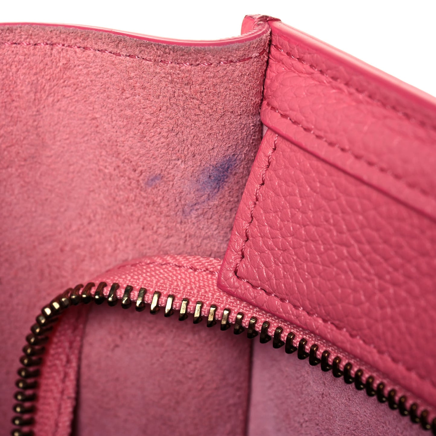 Drummed Calfskin Nano Luggage Flamingo