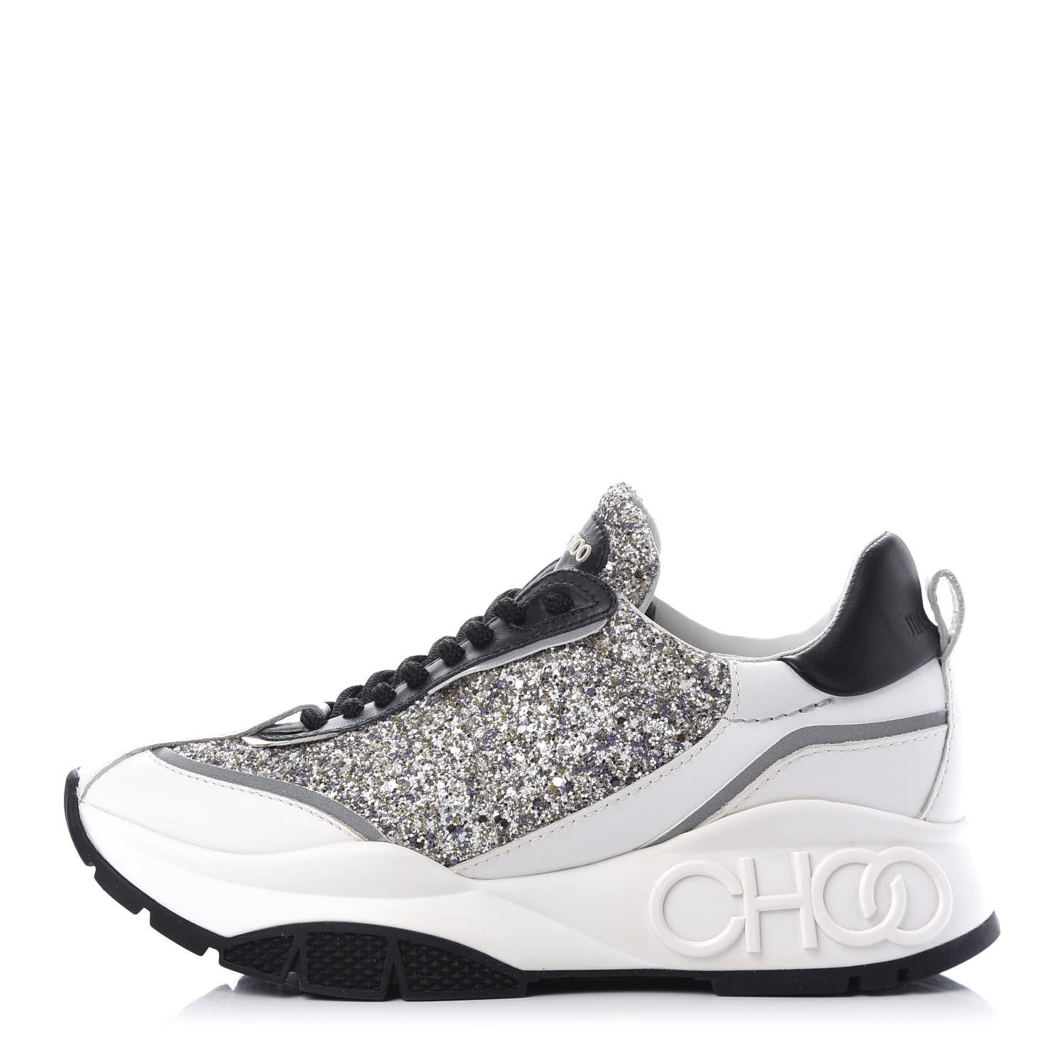 Jimmy Choo Glitter Raine Sneakers 37.5 White 1 of 7