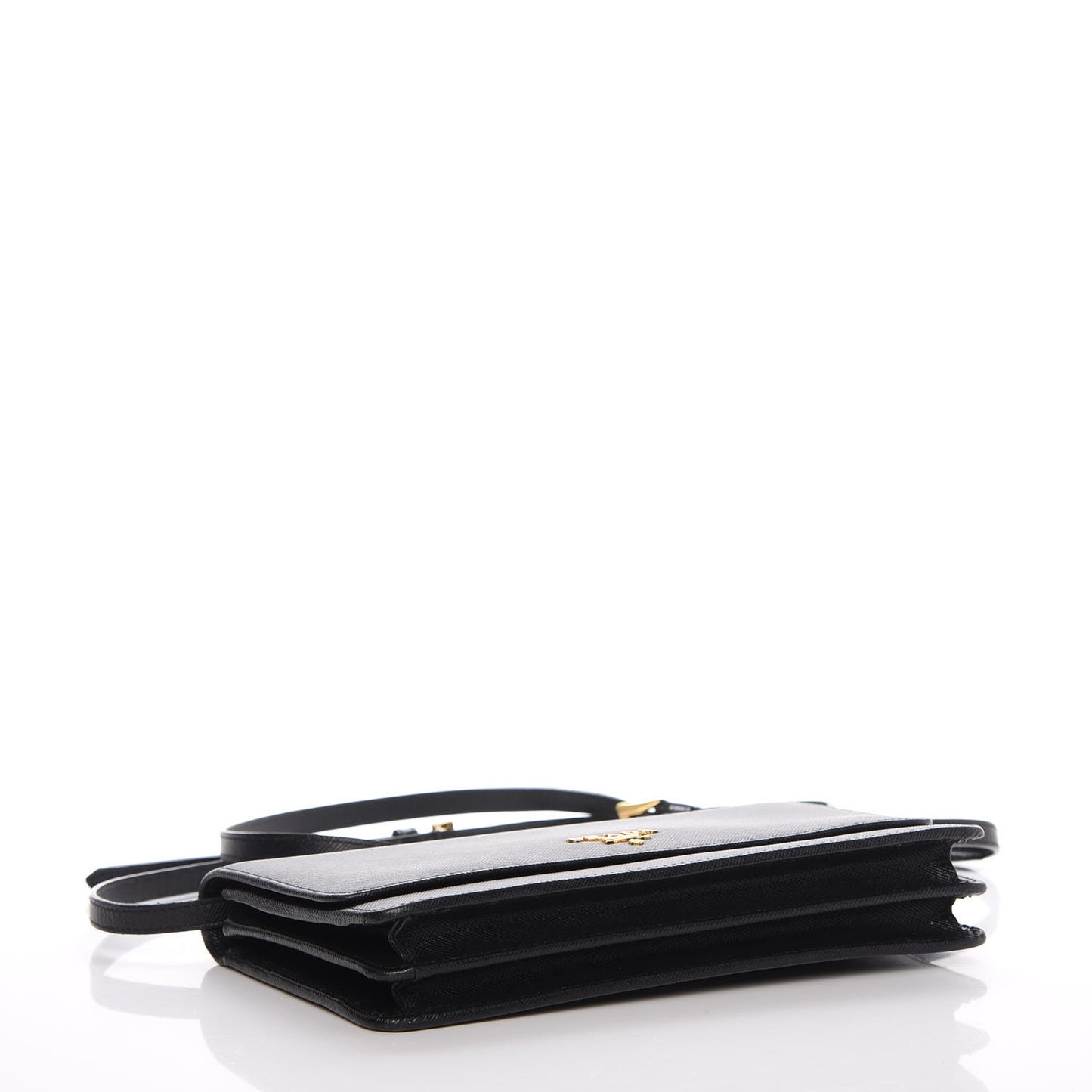Saffiano Metal Flap Wallet With Strap Nero Black